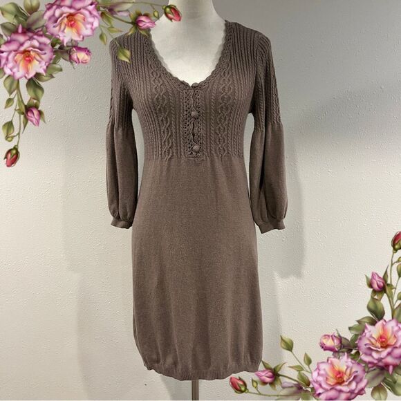 Rocha John Rocha Brown long sleeve Knit sweaterDress size 10 - Picture 1 of 14